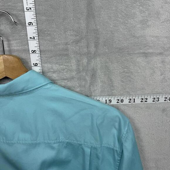 Tommy Bahama Aqua Blue Long Sleeve Shirt Men XL Tall Silk Cotton Blend Casual - Picture 11 of 12